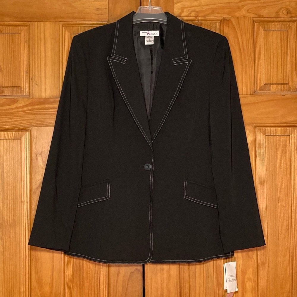 NWT Madison & Max Vintage 80s 90s Blazer Career Jacket Black Size 12